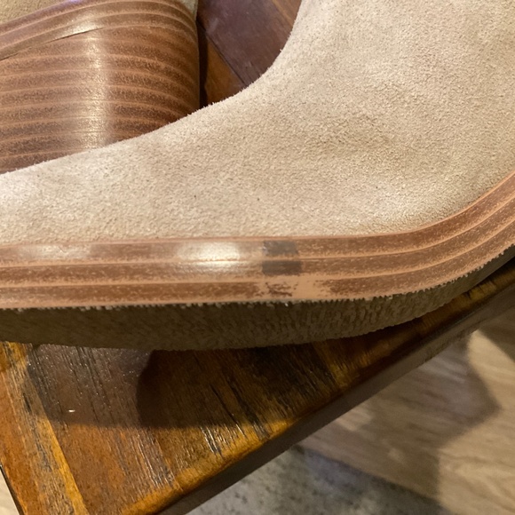 Hecee Block Heel Tailored Leather Boots Tan Suede Size 6.5 - Picture 5 of 10